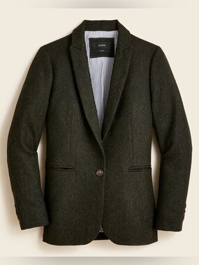 J. Crew Parke Houndstooth Brown Preppy Dark Academia Wool Blazer Size 0